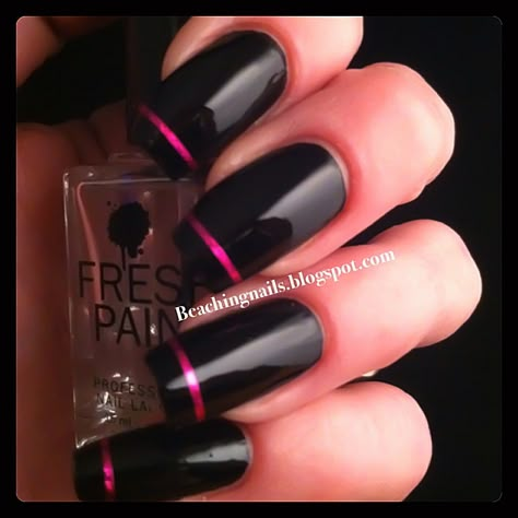 Pink Black Nails, Hello Nails, Black Nail Designs, Ideas Nails, Trendy Nail Art, Get Nails, Hot Nails, Art Pink, Fabulous Nails