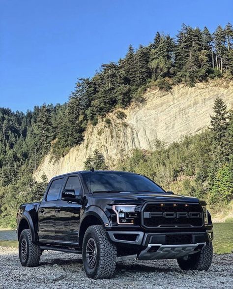 Ford Black Truck, Ford Raptor Custom, Black F150, Black Ford Raptor, Black Raptor, Raptor Car, Truk Ford, Ford Raptor F150, Ford Raptor Truck