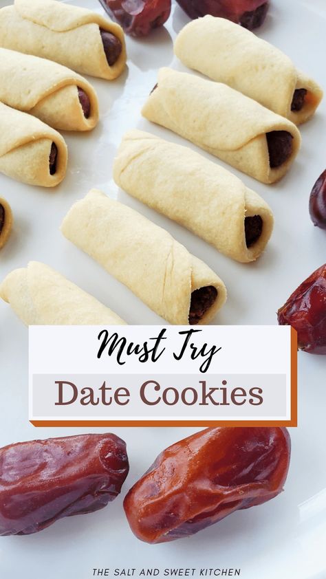 Date cookies Rolled Date Filled Cookies, Date Swirl Cookies, Cookie Recipes Using Dates, Armenian Date Cookies, Dates Biscuits Recipe, Baking With Dates Recipes, Biscuit Filled Recipes, Rolled Date Cookies, Chocolate Date Cookies