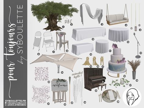 Pour toujours romantic wedding cc set for The Sims 4 1 Hanging Candle Lights, Ts4 Builds, Sims 4 Wedding Dress, Mods Sims 4, Lotes The Sims 4, Sims Inspiration, Alpha Cc, Sims 4 Kitchen, Decoration Theme