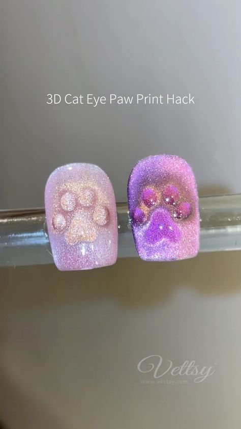 🐾 3D Paw Print Nail Design Hack 🐾 Isn’t it cute?😜 ✨Paper Pin + Cat Eye Magnet 06 ✨Cat Eye Gel-PJ03, SK03, SK01, CE04 👉 Shop the same… | Instagram 3d Cat Nail Art, Cat Paw Nails Design, Nail Magnetic Design, Nails With Paw Prints, Cat Paw Nails, Paw Print Nail Designs, Just Nails, Paw Nail Art, Paw Print Nail Art