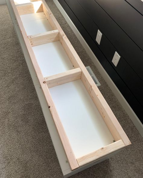 How To Build a Simple DIY Storage Bench by the Window - Fun Home Building Diy Built In Entryway Storage, Bench Entryway Diy, Bench By The Window, Small Entry Bench, Building A Bench, Ikea Hack Bench, Storage Bins Diy, Sektion Cabinets, Ikea Sektion Cabinets