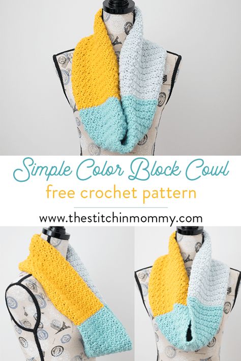 Simple Color Block Cowl - Free Crochet Pattern | www.thestitchinmommy.com #holidaystashdowncal2018 #holidaystashdowncal #loveknitting #calcentralcrochet #holidaystashdown Stitch Dictionary, Infinity Scarf Crochet, Berry Sorbet, Dictionary Book, Crochet Scarf Pattern, Cowl Crochet, Wear A Scarf, How To Wear A Scarf, Shell Stitch