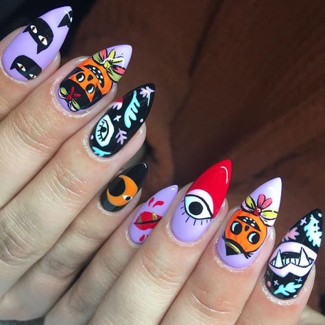 💜🧡🖤 - Super Cute HaLLowEEnY 🎃 Halloween Nails Inspo, Pumpkin Couple, Natural Almond Nails, Chipped Nails, Fresh Manicure, No Chip Nails, Powder Nail Polish, Nail Trend, The Dip