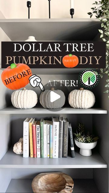 Emma Villaneda on Instagram: "My 🤫 SECRET to transforming Dollar Tree’s styrofoam pumpkins! ✨🎃✨

👉🏻 COMMENT ‘Pumpkin’ and I will send you the link to shop the materials I used to DIY. 

🍂SAVE this post for a fun Fall craft! 

🤩📸👇🏻 SHOPPING list:
🛒 Dollar Tree Styrofoam Pumpkin 
🛒 Funny Yarn
🛒 Twine
🛒 Hot Glue/ Glue Gun

#dollartree #falldecor #diy #craft #homedecor #fall #pumpkin #transformation #beforeandafter #halloweendecor #design #home #halloween #interior #homedesign #interiordesign #explorepage #trending #reelvideo #newreel #art #dollarstore #kidcraft #creative #diycrafts #diyhomedecor" Styrofoam Pumpkins Diy, Dollar Tree Foam Pumpkin Ideas, Dollar General Fall Decor, Styrofoam Pumpkin Crafts, Yarn Pumpkins Diy, Dollar Tree Fall Crafts, Styrofoam Pumpkins, Yarn Pumpkins, Halloween Interior