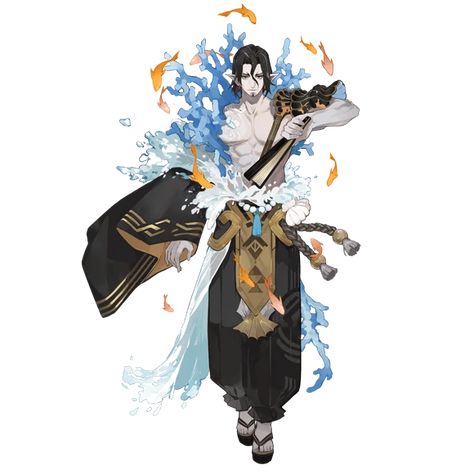 Arakawa no Aruji | Onmyoji Wiki | Fandom Dnd Druid, Dungeons And Dragons Characters, Character Design Male, Character Creation, Dnd Characters, Creature Design, Fantasy Character Design, Anime Shows, Character Drawing