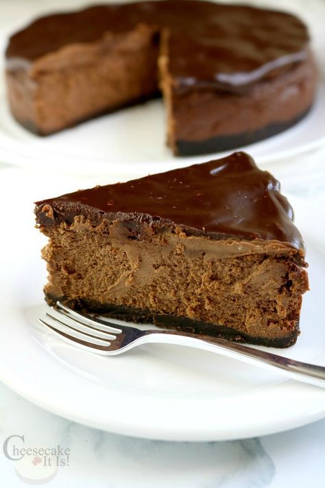 Weight Watchers Cheesecake, Double Chocolate Cheesecake, Sugar Free Cheesecake, Chocolate Cheesecake Recipes, Weight Watchers Recipes Desserts, Ww Desserts, Weight Watchers Desserts, Low Carb Diet Recipes, Sugar Free Desserts