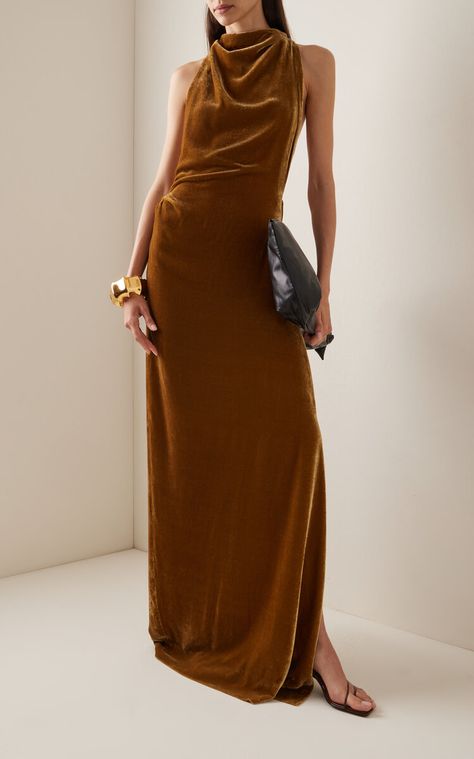 One Piece Frock, Gown Suit, Backless Maxi Dress, Fashion Silhouette, Chic Skirts, Orange Velvet, Dressed To The Nines, Backless Maxi Dresses, Perfect Wardrobe