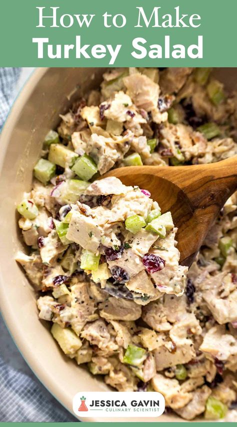 This turkey salad is loaded with flavor and color. Full of juicy turkey, crisp veggies, and a zesty dressing. Perfect for a quick and healthy meal! #turkeysalad #healthyeating #easyrecipes via @foodiegavin Leftover Turkey Salad, Lunch Plan, Lettuce Salads, Cajun Turkey, Abs Diet, Healthy Dressing, Juicy Turkey, Lunch Planning, Leftover Rotisserie