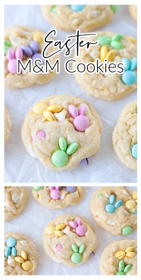 Easter M&M Cookies Easter Sugar Cookies M&m, Easter Cookies With M&ms, Easter Treats With M&ms, Easter Sugar Cookies With M&ms, Easter M And M Cookie Bars, Easter Mnm Cookies, Easter M M Chocolate Chip Cookies Recipe, M&m Cookies Easter, Baked Easter Treats