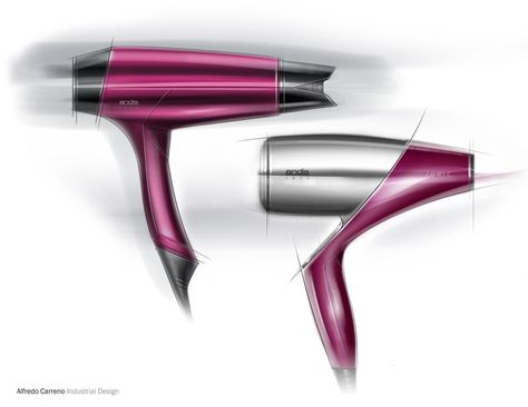 Hairdryer Design, Rendered Drawings, Digital Sketching, Basic Sketching, Product Sketch, Industrial Design Portfolio, Design Sketching, Appliances Design, Digital Sketch