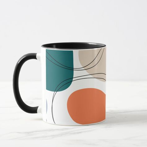 Hand drawn geometric seamless modern abstract mult coffee mug Abstract Mug Designs, Xmas Hampers, Art Coffee, Mug Printing, Outfits Men, Coffee Art, Color Combo, Ceramic Painting, Ink Art