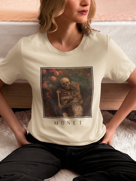 Lovers Skeleton, Cat Lover Shirt, Skeleton Shirt, Tshirt Funny, Everyday Moments, Animal Tshirt, Claude Monet, Funny Cat, Cat Lover