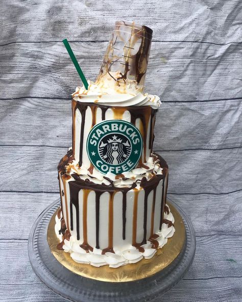 75 Likes, 2 Comments - CakedupLLC (@cakedupllc) on Instagram: “anybody else missing Starbucks right now?? Can’t wait for everything to open back up! Starbucks…” Star Bucks Cake, Cake Designs Starbucks, Starbucks Cake Design, Birthday Cake Starbucks, Starbucks Themed Birthday Cake, Starbucks Birthday Party, Starbucks Party, Bolo Red Velvet, Starbucks Cake