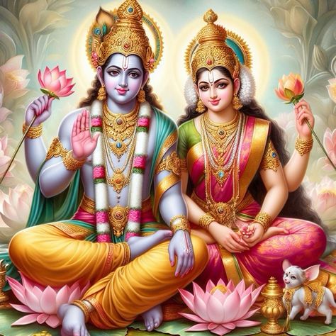 Vishnu Bhagwan With Laxmi Ji, Lakshmi Narayan Images Hd, Mahalakshmi Goddesses, Vishnu Dev, Hari Narayan, Bhagwan Images, Lakshmi Maa, Little Kanha Ji Images, Shree Ram Photos