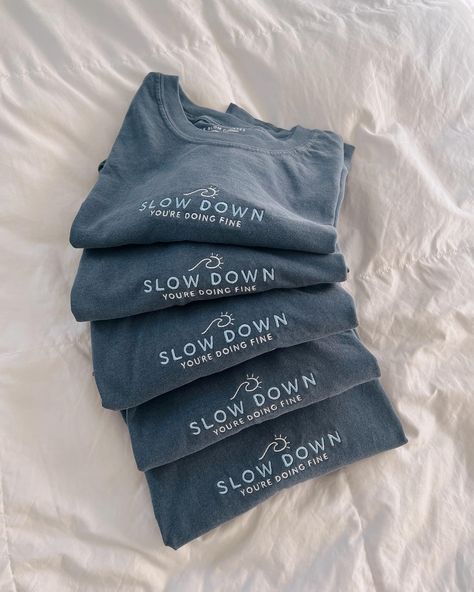 Slow Down (maybe even stop??) what you’re doing because this collection is officially restocked (see what I did there) 🤠🌊 Ugc Inspiration, A Gentle Reminder, Embroidered Tee, Granola Girl, Comfort Colors Tee, Comfort Color, Slow Down, Granola, Comfort Colors