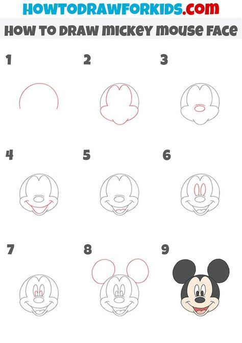 How to Draw Mickey Mouse Face Drawings step by step for kids #drawingsstepbystepforkids Drawing ideas #drawingideas Drawing ideas for kids #drawingideasforkids 3.224 Easy Elephant Drawing, Mickey Mouse Drawing, Draw Mickey Mouse, Easy Pokemon Drawings, Christmas Drawings For Kids, Kids Colouring Printables, Easy Halloween Drawings, Thanksgiving Drawings, Mickey Mouse Face