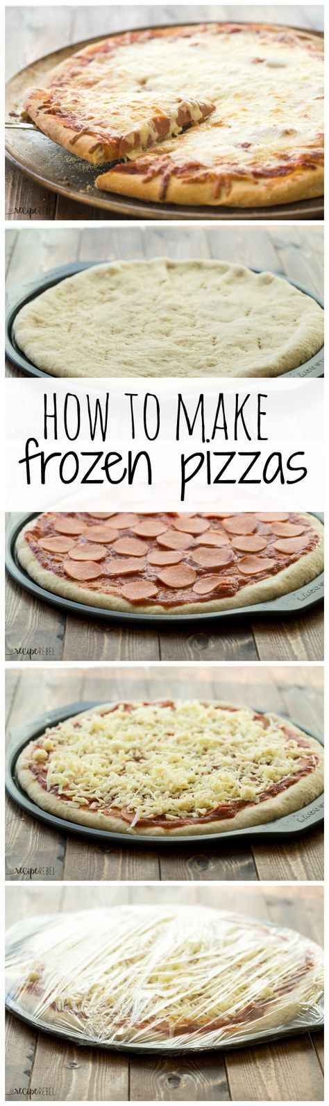 Step by step guide to making and freezing homemade frozen pizzas so you can enjoy them later!  A freezer meal the whole family will love :) Homemade Frozen Pizza, Freezer Dinners, Freezing Food, Pizza Roll, Freezer Recipes, Freezer Friendly Meals, Freezable Meals, Freezer Meal Planning, Make Ahead Freezer Meals