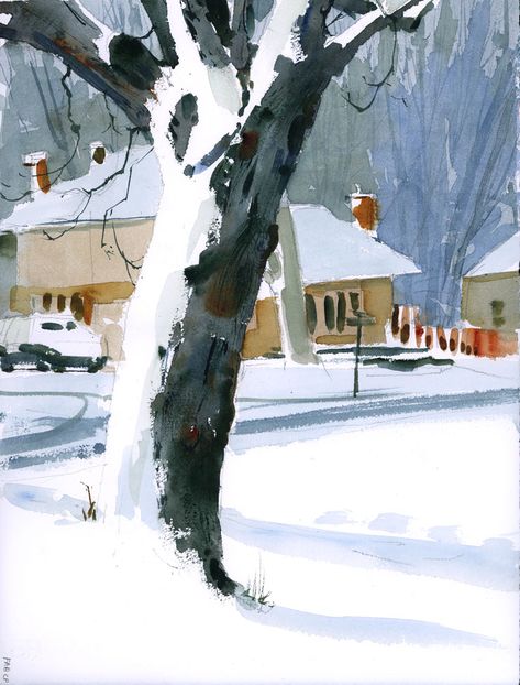 Watercolor Masters, Shari Blaukopf, The Sketchbook, Painting Snow, Winter Watercolor, Colourful Art, Watercolor Artists, Urban Sketchers, Winter Scenery