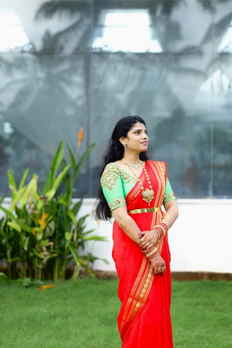 Red Colour Saree With Contrast Blouse, Red Mysore Silk Saree Contrast Blouse, Red Mysore Silk Saree, Green Contrast Blouse, Green Mysore Silk Saree, Mysore Silk Saree Blouse Designs, Ksic Saree, White Blouse Designs, Pattu Saree Blouse Designs