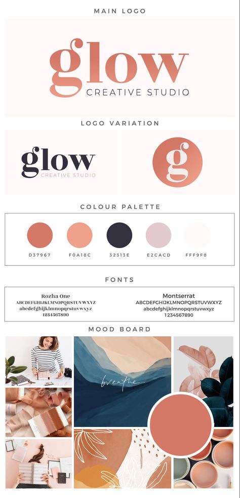 Presentation Mood Board, Mood Board For Logo Design, Logo Mood Board Brand Identity, Professional Color Palette Brand Identity, Graphic Design Mood Boards Branding, Bold Feminine Branding Color Palettes, Best Logo Color Combinations, Glow Color Palette, Branding Inspo Mood Boards