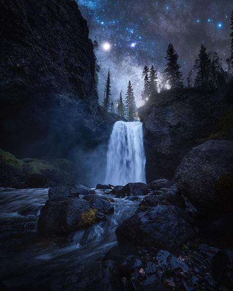 The purpose of art is washing the dust of daily life off our souls Magical Background, Photos At Night, Waterfall Photos, Milky Way Photography, Beautiful Dogs Photos, Waterfall Photo, Art Scenery, Iron Man Art, Interesting Photography