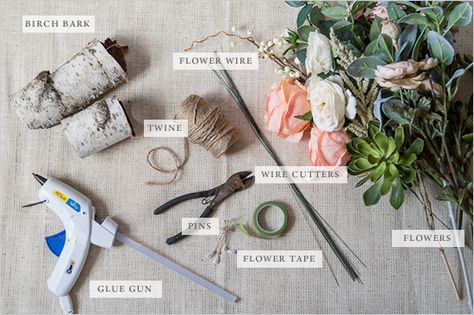 DIY silk flower bouquet supplies Diy Wedding Bouquet Tutorial, Diy Wedding Bouquet Fake Flowers, Wedding Bouquet Fake Flowers, Diy Wedding Flowers Bouquet, Bouquet Tutorial, Diy Bridal Bouquet, Flower Bouquet Diy, Making A Bouquet, Silk Flower Bouquets