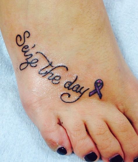 Seize the day- epilepsy awareness Seize The Day Tattoo, Chiari Tattoo, Epileptic Tattoo Ideas, Gem Tattoo, Awareness Tattoo, Cross Tattoos For Women, Ribbon Tattoos, Foot Tattoos For Women, Stylist Tattoos