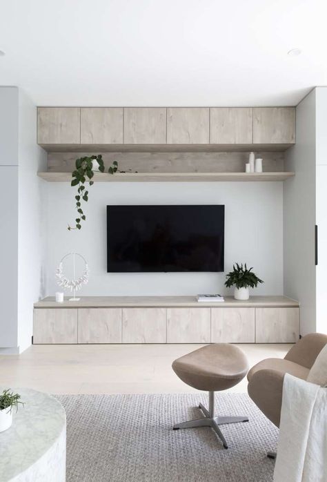 Top 10 Best Storage Solutions with Custom Joinery - The White Interior Design Studio Built In Cabinetry, Tv On The Wall, Scandi Living Room, Living Room Plan, Nordic Living Room, White Interior Design, Living Room Tv Wall, Room Planning, Building A New Home