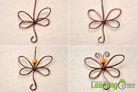 Finish the wire wrapped dragonfly tutorial Wire Wrapped Dragonfly, Animal Jewelry Design, Dragonfly Symbolism, Jewelry Making Tutorial, Copper Wire Art, Wire Wrapping Tutorial, Wire Wrapping Diy, Christmas Crafts To Make, Dragonfly Jewelry