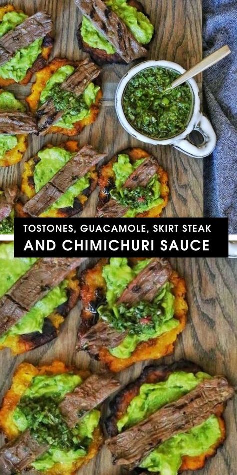 Steak And Chimichurri Sauce, Steak And Chimichurri, Chimichuri Sauce, Grilled Dinners, Whole30 Snacks, How To Cook Plantains, Plantain Recipes, Rican Food, Chimichurri Sauce