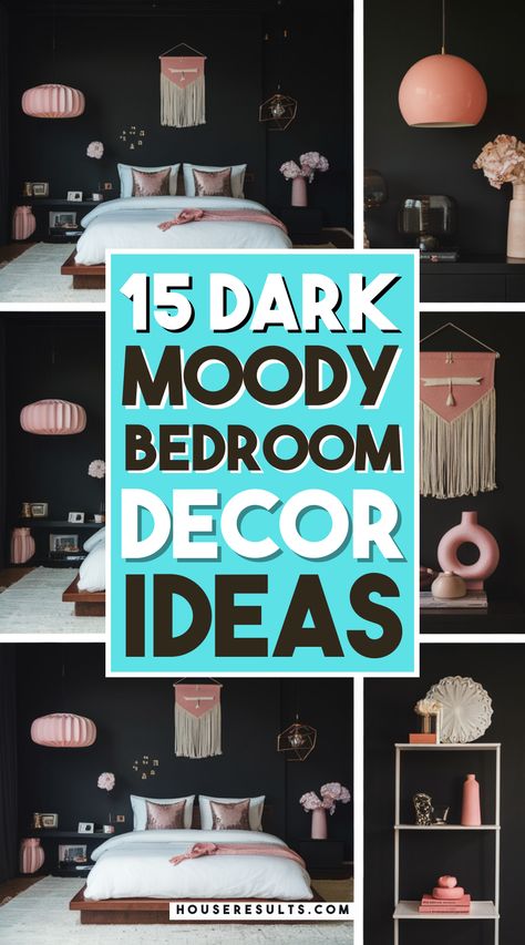 Transform your space with dark, moody bedroom decor ideas that create a cozy and intimate atmosphere. Explore deep colors, rich textures, and soft lighting to set the mood. ✨ Dive into the world of stylish darkness and elevate your bedroom! Save this pin for inspiration! Dark Painted Rooms Bedrooms, Gothic Master Bedrooms Decor, Moody Bedroom Decor, Dark Modern Bedroom, Dark Moody Bedroom, Eclectic Homes, Dark Modern, Small House Interior, Moody Bedroom