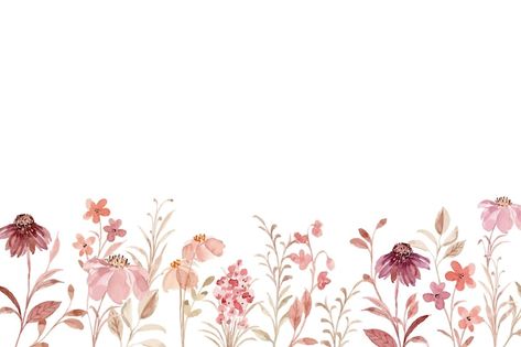 Beautiful wildflower garden with waterco... | Free Vector #Freepik #freevector #floral-background #flower #floral #flower-background Macbook Wallpaper Aesthetic Flowers, Desktop Floral Wallpaper, Watercolor Flower Garden, Floral Background Landscape, Floral Cover Photo, Floral Laptop Background, Floral Desktop Background, Flower Wallpaper Drawing, Desktop Wallpaper Floral