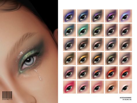 Make Up Sims 4 Cc, Cosimetic's Sims 4, Sims 4 Eyeshadow, Sims4 Makeup, Sims Makeup, Cc Skin, Glossy Eyeshadow, Sims 4 Cc Eyes, Silver Eyeshadow