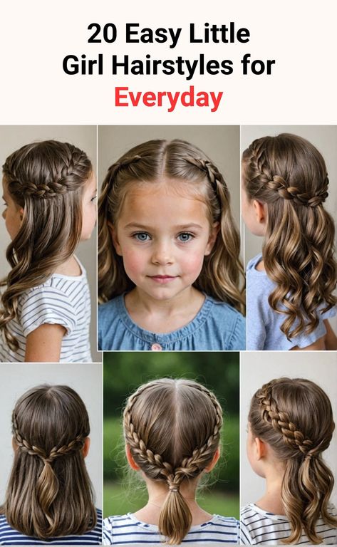 20 Easy Little Girl Hairstyles For Everyday – Trend Is Style Toddler Princess Hairstyles, Hair Dos For Girls Long Hair, Princess Hair Styles For Kids, Simple Hairstyles For Girls Kids, Half Up Girls Hairstyles, Crown Hairstyles For Kids, Hairstyles Kids Girls Easy, Kid Hairstyles Girls Easy, Toddler Braid Hairstyles