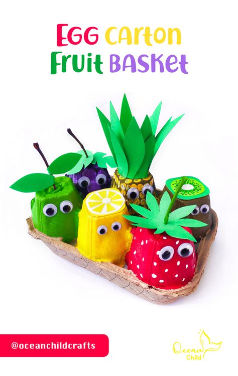 Fruit Basket Craft For Preschool, Fruits And Vegetables Arts And Crafts, Fruit And Veggies Arts And Crafts, Fruits And Vegetables Craft, 3d Fruit Basket Craft, Paper Mache Fruits And Vegetables, Montessori Crafts, Veggie Art, Fruit Crafts