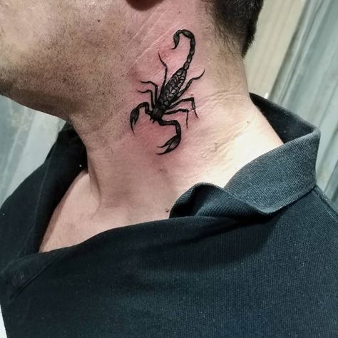 #Tattoos,scorpion tattoo Scorpion Neck Tattoo, Small Black Tattoos, Scorpio Tattoos, Scorpion Tattoos, Tattoo On Neck, Best Neck Tattoos, Persian Tattoo, Tattoo Shading, Scorpio Tattoo