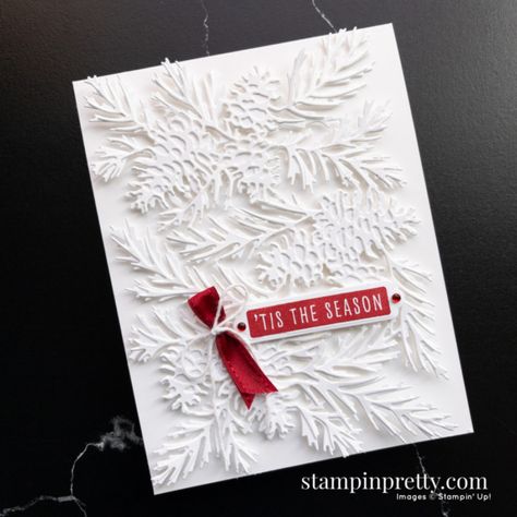 Christmas Pine Cones, Mary Fish, Stampin Pretty, Autumn Cards, Stampin Up Christmas Cards, Stampin Up Christmas, Merry Christmas Card, Card Tutorial, Winter Cards