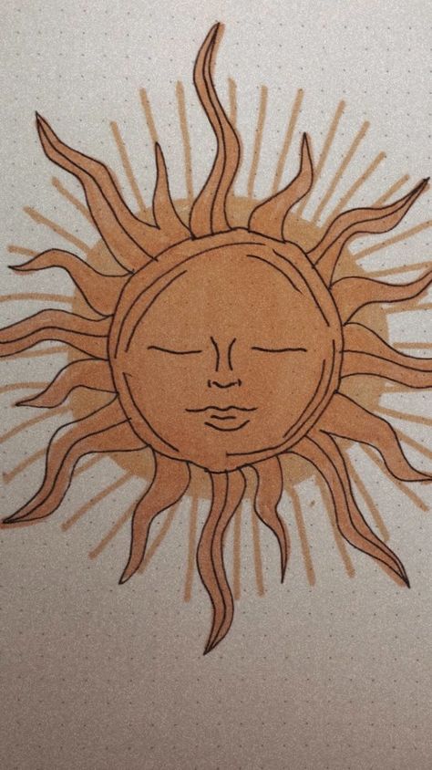 Sun With Face Art, Pretty Sun Drawing, Abstract Sun Drawing, Sun And Flowers Drawing, Half Sun Drawing, Sun With Face Painting, Trippy Sun Drawing, Easy Sun Drawing, Sun With Face Drawing