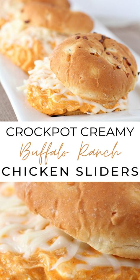 Crockpot Buffalo Chicken Sandwich Recipes, Shredded Chicken Sliders Crockpot, Buffalo Crockpot Recipes, Chicken Buffalo Ranch Sliders, Crockpot Buffalo Chicken With Cream Cheese, Buffalo Ranch Crockpot Chicken, Buffalo Chicken Sliders Cream Cheese, Buffalo Chicken Sliders Crock Pot Hawaiian Rolls, Thunder Chicken Crockpot