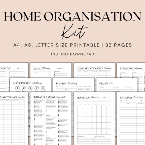 Home Organisation Kit Printable, Home Management Planner Printable, Cleaning Planner, Decluttering Planner, Instant Download PDF Craft Supplies Inventory, Freezer Inventory, Planer Printable, 30 Day Writing Challenge, Pantry Inventory, Planner Cleaning, Shopping List Planner, Organizer Planner, Cleaning Planner