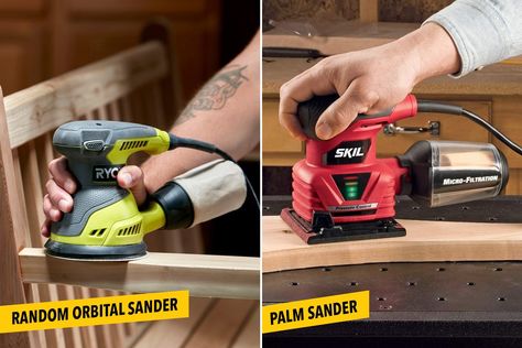 Random Orbital Sander vs Palm Sander: What's the Difference? Router Techniques, Bathtub Repair, To Build A Fire, Power Sander, Orbital Sander, Shop Vacuum, Sanding Block, Wood Router, Craft Room Storage