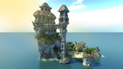 Island Manor Minecraft Map Minecraft Island Ideas, Castle On Island, Manor Minecraft, Minecraft Island, Minecraft Castle Blueprints, Minecraft Earth, Construction Minecraft, Minecraft Mansion, Minecraft Structures