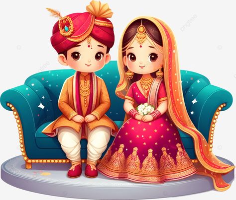 Indian Wedding Couple Cartoon, Marriage Cartoon, Couple Indian, Couple Wedding Invitation, Couples Doodles, Cartoon Wedding Invitations, Couple Illustration Wedding, Caricature Wedding Invitations, Bride And Groom Cartoon