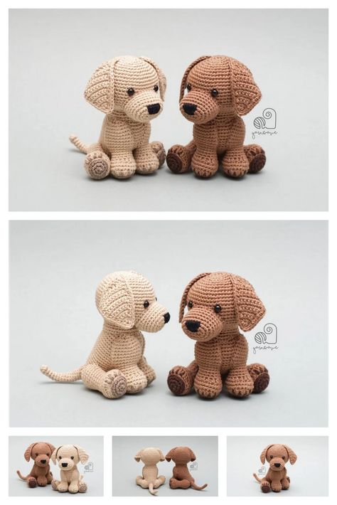 Mini Dog Amigurumi Free Pattern, Lab Crochet Pattern Free, Small Dog Amigurumi Free Pattern, Small Crochet Dog Pattern, Small Dog Crochet Patterns, Amigurumi Dogs Free Pattern, Dog Free Crochet Pattern, Small Dog Crochet, Mini Labrador