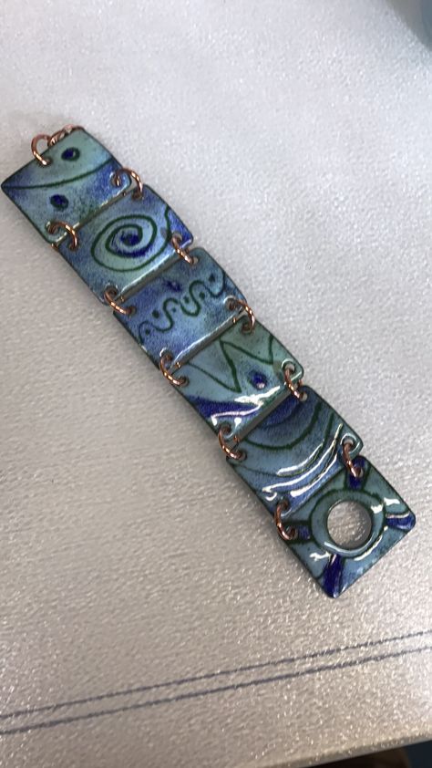 Metal Enameling, Torch Fired Enamel Jewelry, Enamel Bracelets, Enameling Jewelry, Enameled Jewelry, Precious Metal Clay Jewelry, Ceramic Bracelet, Cloisonne Jewelry, Polymer Clay Bracelet