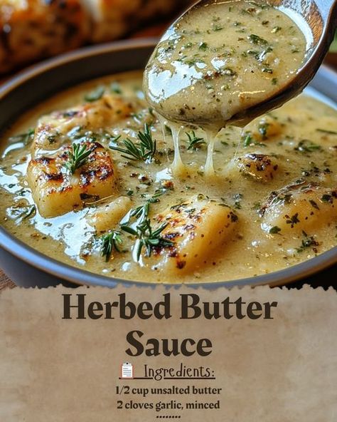 🍃 Elevate Every Bite with This Luxurious Herbed Butter Sauce! 🧈✨ Imagine this: Your favorite meal, whether it's a juicy steak, fresh veggies, or al dente pasta... now picture it drizzled with a silky smooth, garlic-infused butter sauce. The flavors of fresh parsley and thyme come alive, turning any ordinary dish into a gourmet masterpiece! 🌿🍽️ Here's all you need for this magic: 🧈 1/2 cup unsalted butter 🧄 2 cloves garlic, minced 🌿 1 tablespoon fresh parsley, chopped 🍃 1 tablespoon fresh th... Garlic Shallot Butter, Butter Herb Pasta, Butter Herb Sauce, Herb Butter Sauce, Butter Herb, Herbed Butter, Infused Butter, Pearl Onions, How To Make Bacon