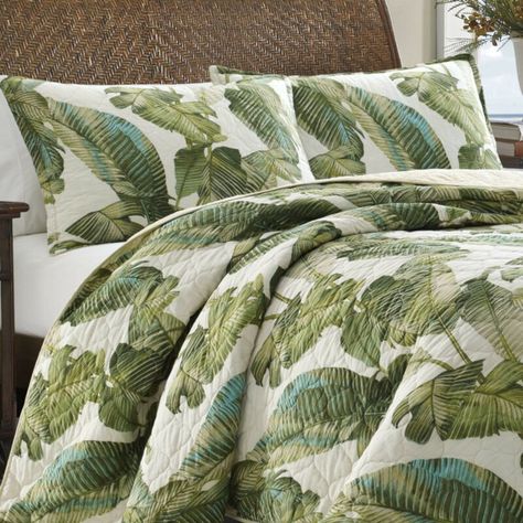 Tommy Bahama Home Fiesta Palms Cotton Reversible Quilt Set & Reviews | Wayfair Tropical Guest Room, Tommy Bahama Decor, Hawaii Bedroom, Palm Tree Bedding, Tropical Bedding Sets, Hawaiian Bedroom, Tropical Quilts, Tropical Bedding, Tropical Bedroom