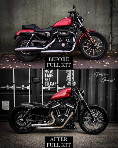 Garage Motorcycle, Custom Bikes Cafe Racers, Bike Couple, Sportster Iron, Sportster Bobber, Custom Motorcycles Harley, Bobber Custom, Custom Car Interior, Iron 883