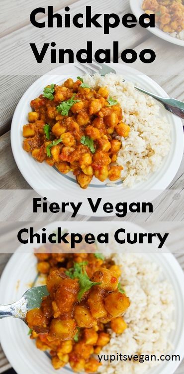 Chickpea Vindaloo | Yup, it's Vegan. Spicy chickpea curry with potatoes. Curry With Potatoes, Easy Chickpea Curry, Veggie Curry, Vegan Chickpea Curry, Chickpea Curry Recipe, Clean Eating Vegetarian, Vegan Indian Recipes, Spicy Curry, Dinner Vegan